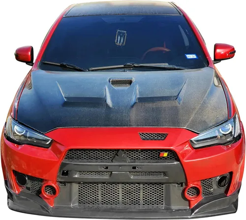 Vista 2 de Conversión de parachoques delantero compatible con MITSUBISHI LANCER 2008-2015, kit de carrocería de conversión de cubierta de parachoques negro PP