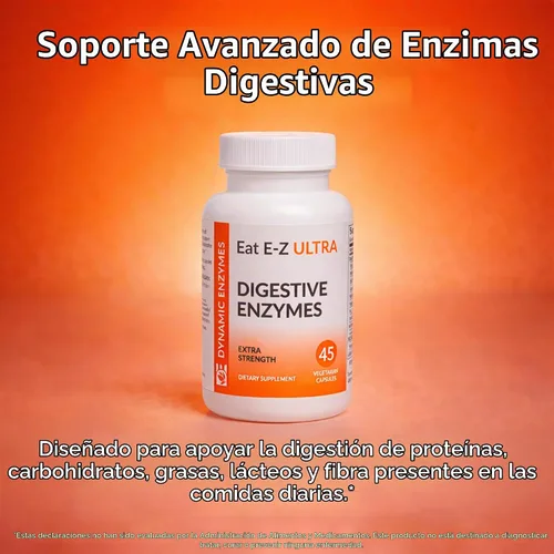 Vista 2 de Eat E-Z Suplemento de enzimas digestivas ultra avanzadas, fórmula multienzimática de amplio espectro para comidas más pesadas y difíciles de digerir