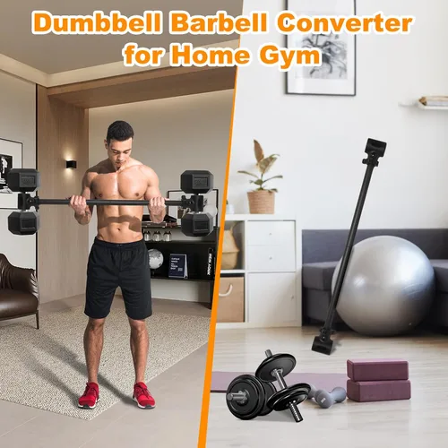 Vista 6 de Barra convertidora de mancuernas, convertidor de mancuernas de peso ajustable a barra, barra de levantamiento de pesas de fácil agarre e