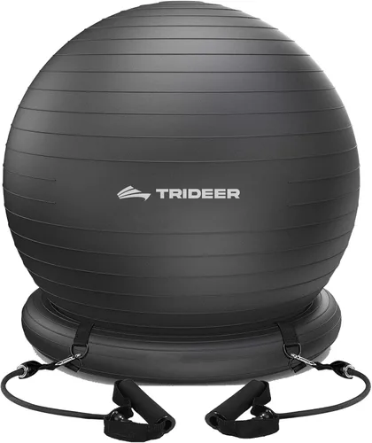 Trideer Silla con Pelota de Ejercicio - Bola de Yoga con Base y Bandas para Entrenamiento en Casa