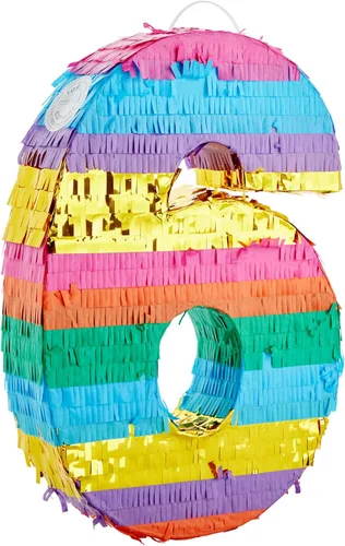 Vista 12 de BLUE PANDA Piñata número 3, vibrante piñata arcoíris para decoración de fiesta de tercer cumpleaños, diseño fácil de rellenar para decoración