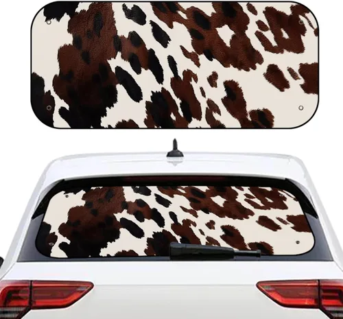 Vista 37 de Biyejit Parasol para ventana trasera de coche de vaca blanca y negra con ventosa, accesorios de automóvil con estampado de vaca, bloqueador solar