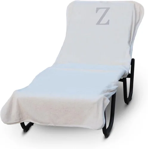 Vista 68 de Funda de lujo para tumbona de piscina con monograma de Hotel y Spa, bordado con letras en bloque - Extra absorbente 100% algodón turco - Rizo suave