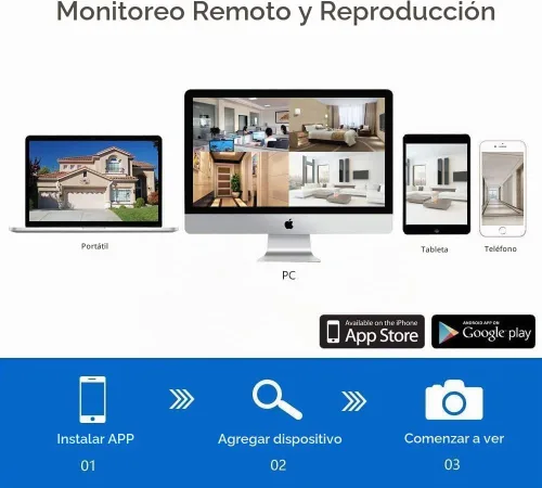 Vista 5 de Sistema de cámara de seguridad inalámbrica firstrend WiFi 24/7 de grabación