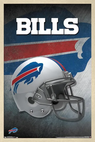 Vista 7 de Trends International NFL Buffalo Bills - Póster de pared con casco 16, 14.725 x 22.375 pulgadas, versión enmarcada de madera de granero