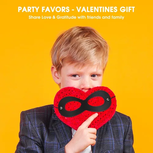 Vista 7 de FUNDUODUO AIMIKE Superhero Mask, Black Eye Mask Costume Soft Felt Mask, Halloween Half Mask Adjustable, Party Favors for Kids