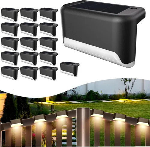 Vista 9 de Luces solares de cubierta para exteriores, 4 luces solares para escalones, luces solares LED impermeables para escaleras al aire libre, escalón