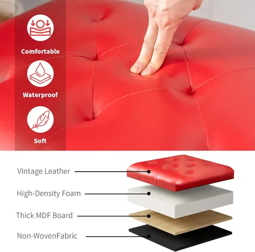 Vista 19 de Joveco Banco otomano de almacenamiento rectangular de tela, reposapiés, 24 pulgadas, moderno, copetudo, para dormitorio, asiento para entrada