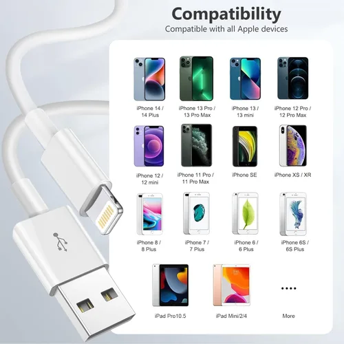 Vista 7 de Cable original de Apple [certificado MFi de Apple] Cable Lightning a USB compatible con iPhone 13/12/11 Pro Max/XS MAX/XR/XS/X/8/7/Plus/6S iPad