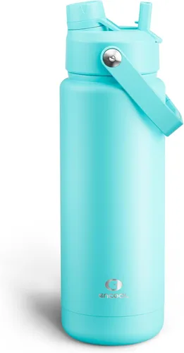 Vista 184 de Botella de agua aislada para niños con popote, botella de agua de acero inoxidable de 12 onzas con boquilla doble, a prueba de fugas, sin BPA, al