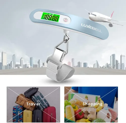 Vista 6 de Balanza digital de equipaje de regalo para maleta de viajero Balanza de peso de mano 110lbs