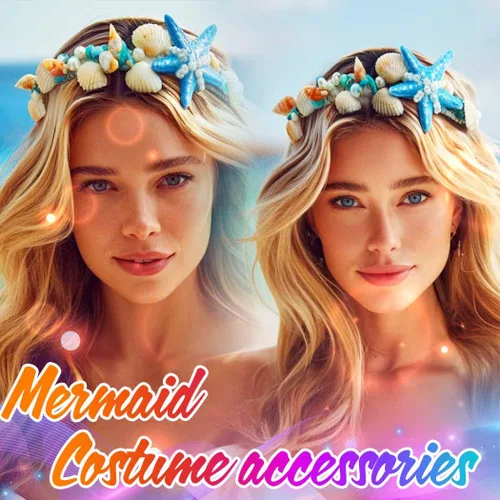 Vista 6 de Unicra Diadema de estrella de mar, accesorios para el cabello, diadema de concha de mar para mujer