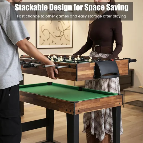 Vista 5 de Giantex 10-in-1 Multi Game Table, Combo Game Table Set w/Hockey, Foosball Pool Ping-Pong Chess Cards Checkers Bowling, Shuffleboard, Backgammon