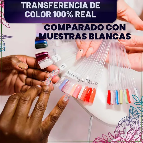 Vista 8 de 100 piezas de palos para muestras de uñas, 2 anillos de metal, muestras de 100 barras de esmalte de uñas acrílico transparente