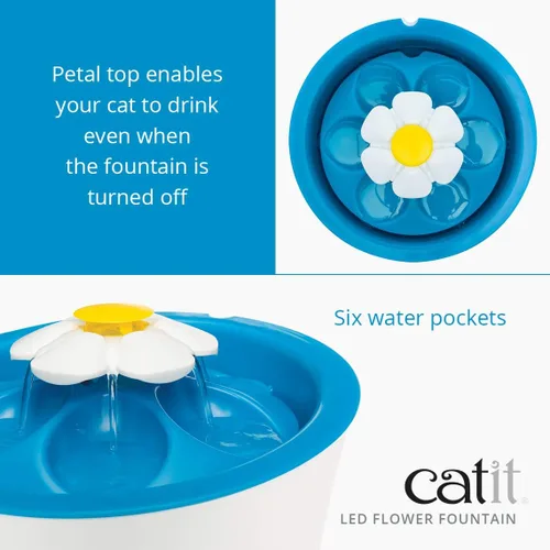 Vista 2 de Catit LED Flower Fountain with Triple Action Filter, Cat Drinking Water Fountain, 3 L