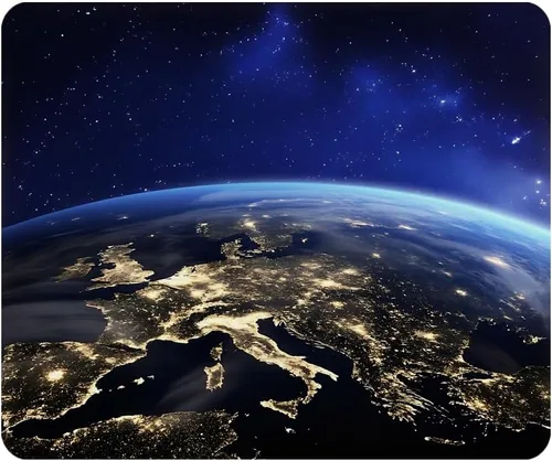 Earth from Space Europe - Alfombrilla de mouse de goma antideslizante para computadoras, laptop, oficina, hogar, rectangular, personalizable, 9.5 x