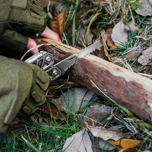 Vista 10 de MOSSY OAK Multiherramienta, alicates de acero inoxidable 22 en 1 con funda para destornillador, mango de acero de camuflaje, cuchillo autoblocante