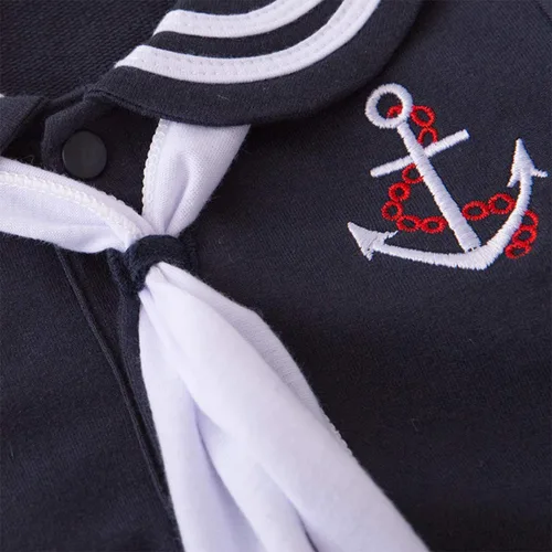 Vista 3 de StylesILove - Mameluco de algodón marinero marino con sombrero y corbata 3 piezas