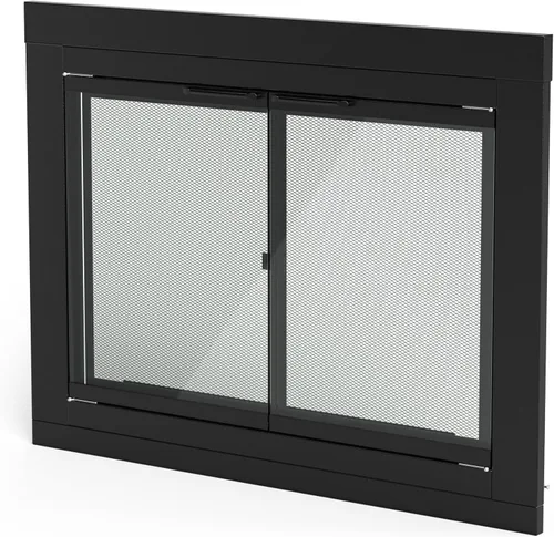 Vista 12 de Stanbroil - Puerta de cristal plegable para chimenea, color negro, grande