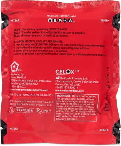 Vista 3 de Celox Rápido, plegado en Z (embalaje rojo) - Gasa de 3" x 5