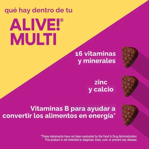 Vista 4 de Nature's Way Alive! Suplemento multivitamínico completo, para mujeres de más de 50 años, 60 gominolas