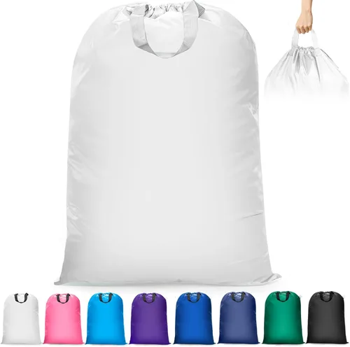 Vista 7 de Isink Bolsa de lavandería extra grande con asas, resistente, bolsa de lavandería de viaje para ropa sucia, 28 x 40 pulgadas (negro)