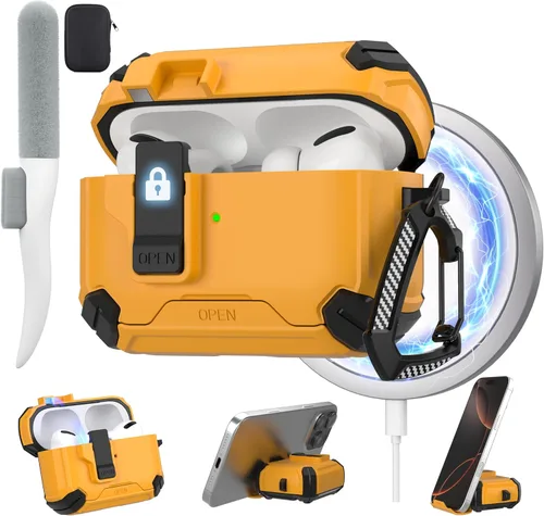Vista 26 de Maxjoy Funda para AirPods Pro 2 Case 2022, Funda Protectora para AirPods Pro de 2ª Generación con Bloqueo Automático, Compatible con Apple AirPod