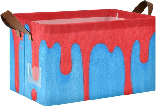 Fashion Street Graffiti Painting Red Blue Sturdy Storage Basket Decorative Large Closet Organizer Bins with Handles Fabric Cubes for Organizing