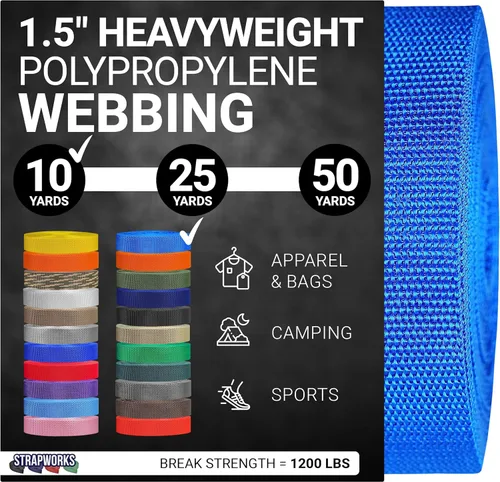 Vista 63 de Strapworks Heavyweight Polypropylene Webbing - Heavy Duty Poly Strapping for Outdoor DIY Gear Repair, 1.5 Inches