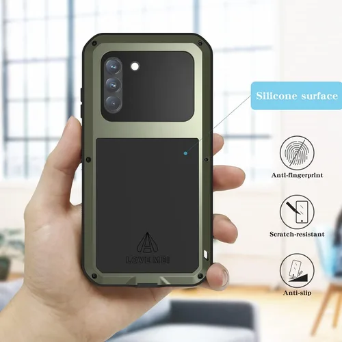 Vista 7 de LOVE MEI Funda militar resistente para Samsung Galaxy S21 Fe, con protector de pantalla de vidrio templado, a prueba de golpes, a prueba de polvo, a