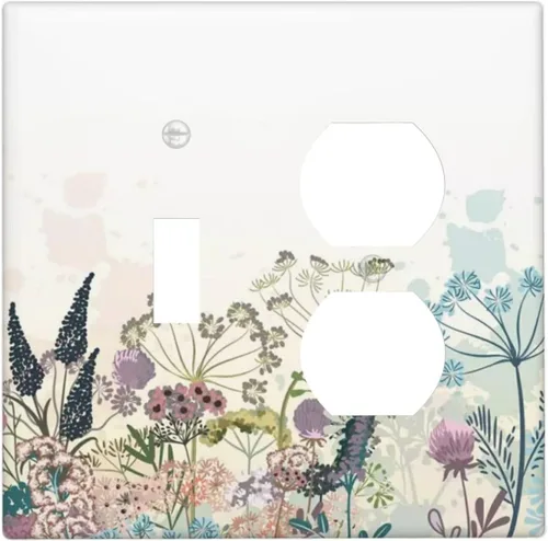 Vista 133 de Placa decorativa para interruptor de luz, diseño bohemio, abstracción, montaña y sol, 2 bandas, 1 palanca, 1 placa de pared dúplex, cubiertas