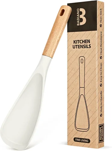 Vista 13 de Cuchara de cocina para utensilios de cocina antiadherentes, ideal para cocinar y servir silicona mate resistente sin BPA, cuchara con mango de Verde