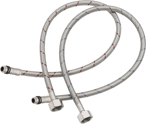 Líneas de suministro de grifo de 24 pulgadas de longitud, 3/8 pulgadas Comp x M10 macho conector macho de acero inoxidable trenzado, extensión de