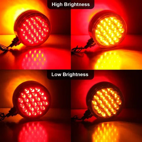 Vista 2 de 2 luces LED de doble cara de 4 pulgadas, 48 LED, redondas, de doble cara, luces de pedestal de guardabarros, luces de pedestal para detener la gira