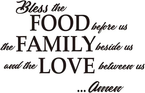 Bless the Food Before us, the Family Beside Us and the Love Between Us Amen - Calcomanía para pared, citas, oración, comedor, cocina, decoración del