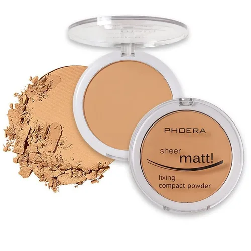 PHOERA - Paquete de 2 polvos faciales mate, aceite de control para iluminar la piel, cubierta de color de piel, maquillaje, ajuste de rostro, base