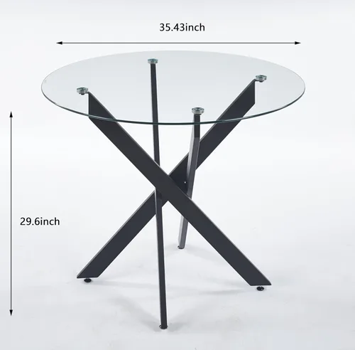 Vista 55 de Mesa de comedor redonda de 36 pulgadas para 4, mesas de cocina y comedor de cristal, moderna mesa de comedor circular con mesa de vidrio templado