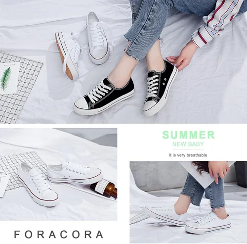 Vista 2 de Zapatillas de lona para mujer, bajas y con cordones, zapatillas de lona cómodas y modernas