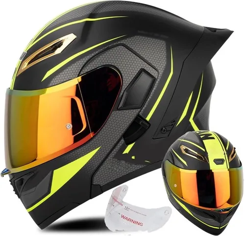 Vista 8 de Casco de cara completa abatible para motocicleta con doble visera solar, aprobado por ECE/DOT, casco de motocross para scooter, turismo, bicicleta