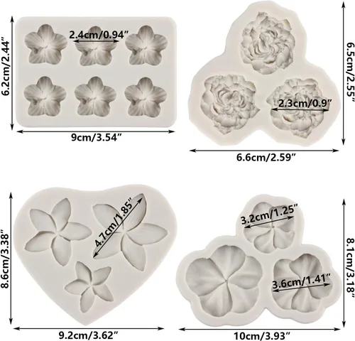 Vista 3 de Sijiangmold Molde de fondant de flores, molde de silicona, moldes de silicona para decoración de pasteles, decoración de cupcakes, pasta de chicle