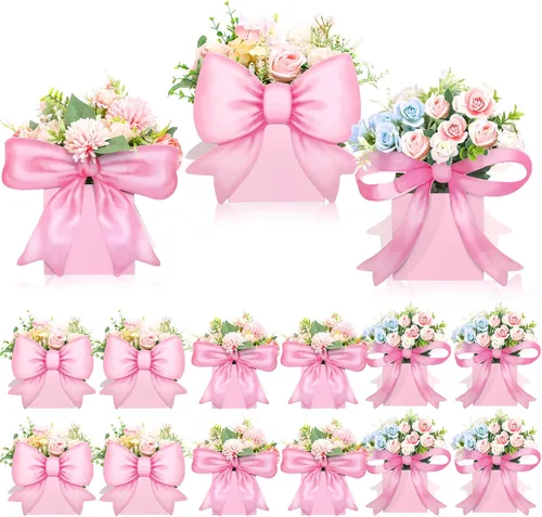 Vista 8 de Hushee 12 juegos de centros de mesa de flores de oso para mesas de baby shower, cajas 3D para niños y niñas, centro de mesa de cumpleaños