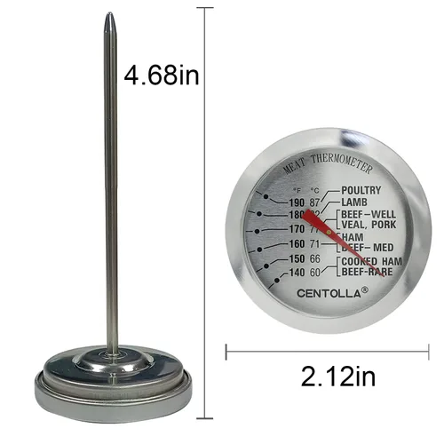 Vista 2 de Termómetro de carne apto para horno, 2 piezas aptas para lavavajillas, termómetros de carne para cocinar y asar, termómetro de cocción de acero