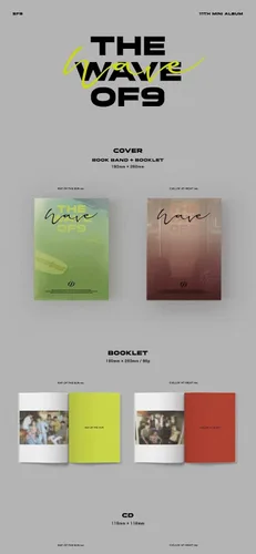 SF9 WAVE OF9 11th Mini álbum 2 versión SET 1p póster+96p folleto+1p Concept Postcard+1ea Marcador+1ea Logo Pegatina+1p Selfie PhotoCard+Seguimiento