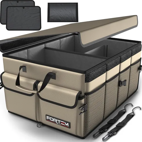 FORTEM Organizador de maletero para SUV, organizador de maletero de automóvil, almacenamiento plegable, accesorios de coche para mujeres y hombres,