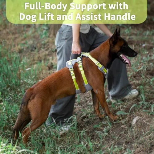 Vista 4 de Huntboo Arnés reflectante para perro con asa, a prueba de escape, antideslizante, transpirable, ligero, arnés de elevación ajustable para perros