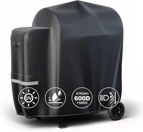 Vista 25 de QuliMetal Funda para ahumador eléctrico Pit Boss Serie 3 – Cubierta para parrillas Pit Boss PBV3G1 Ahumador vertical 600D resistente al agua