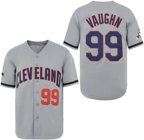 Vista 2 de ZXCVB Ricky Vaughn Jersey de los 90s Hip Hop Ropa de Película, Béisbol Jersey Cosido para Hombre