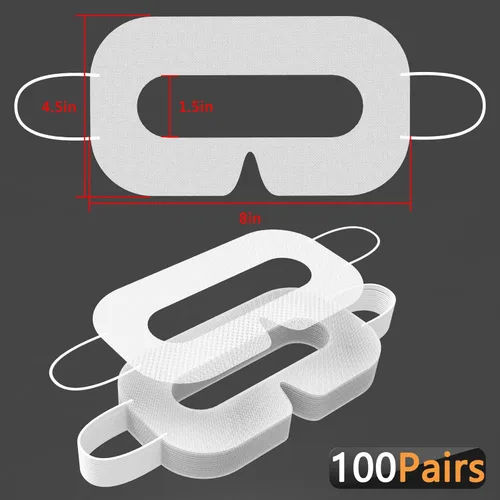 Vista 2 de Geekria 100Pcs VR Mask Disposable Face Cover, Disposable Protector for Oculus Quest VR, Prevent Eyes (White)