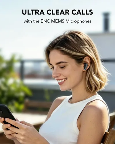 Vista 6 de Auriculares inalámbricos T8 Bluetooth con micrófono, pantalla de alimentación LED, graves profundos, auriculares ergonómicos intrauditivos Negro