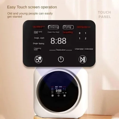 Vista 4 de Lavadora de ropa interior totalmente automática, lavadora y secadora eléctrica compacta de 3.5 L, 4 modos de lavado y secado, panel táctil